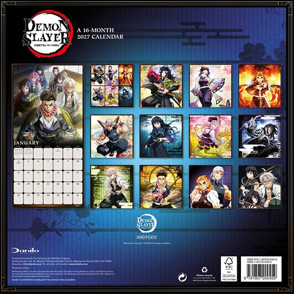 Demon Slayer Square Calendar 2027