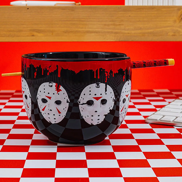 Friday The 13th Jason Mask Ramen Bowl with Chopsticks