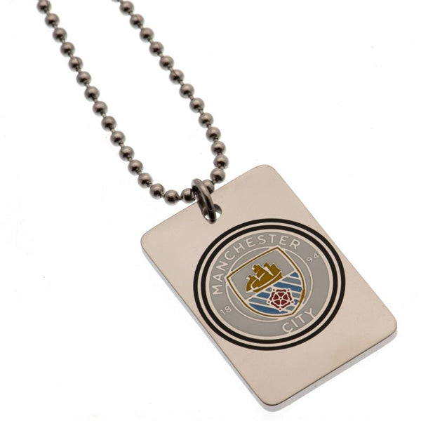 Manchester City FC Colour Dog Tag And Chain