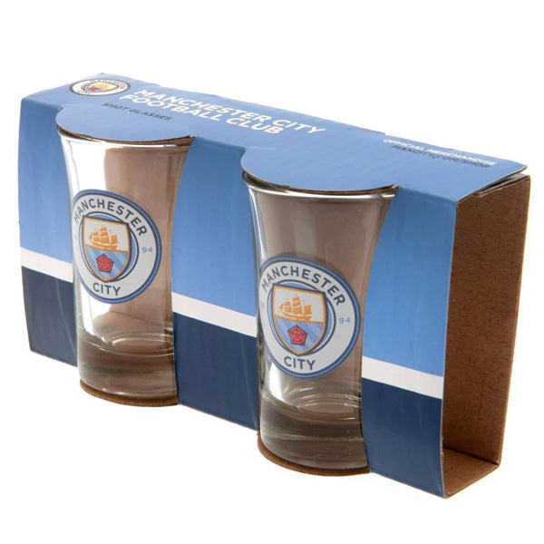 Manchester City FC 2 Pack Shot Glass