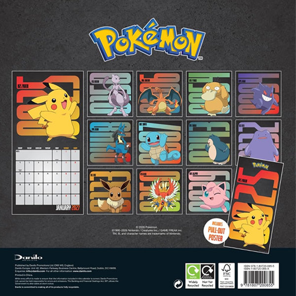 Pokemon Square Calendar 2027