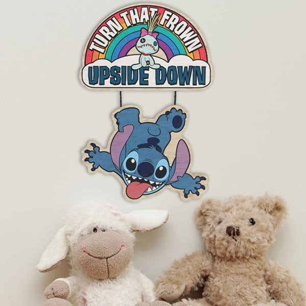 Lilo and Stitch Upside Down Wood Wall Sign