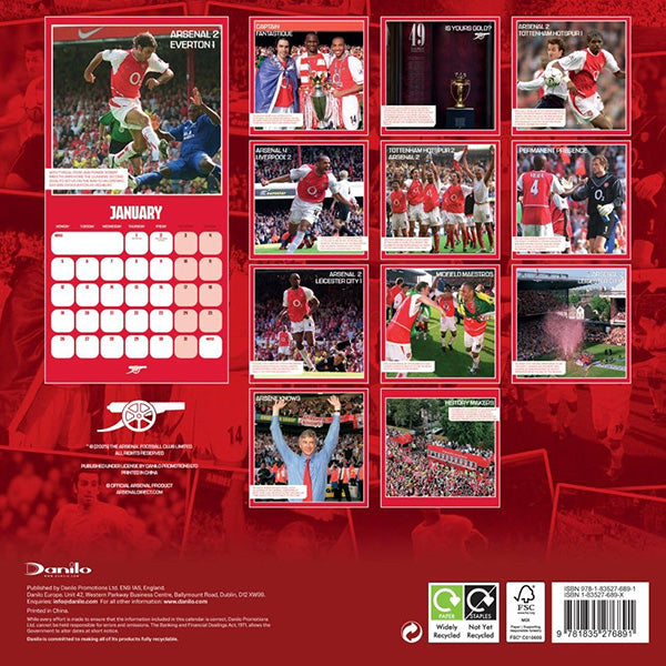 Arsenal FC Square Calendar 2026