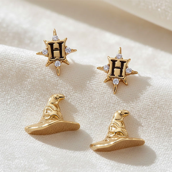 Harry Potter Hogwarts & Sorting Hat Earring Set