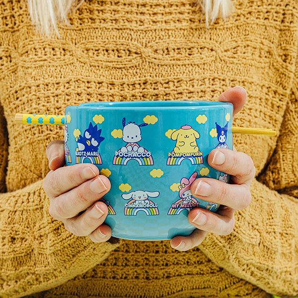 Hello Kitty and Friends Blue Ramen Bowl and Chopsticks